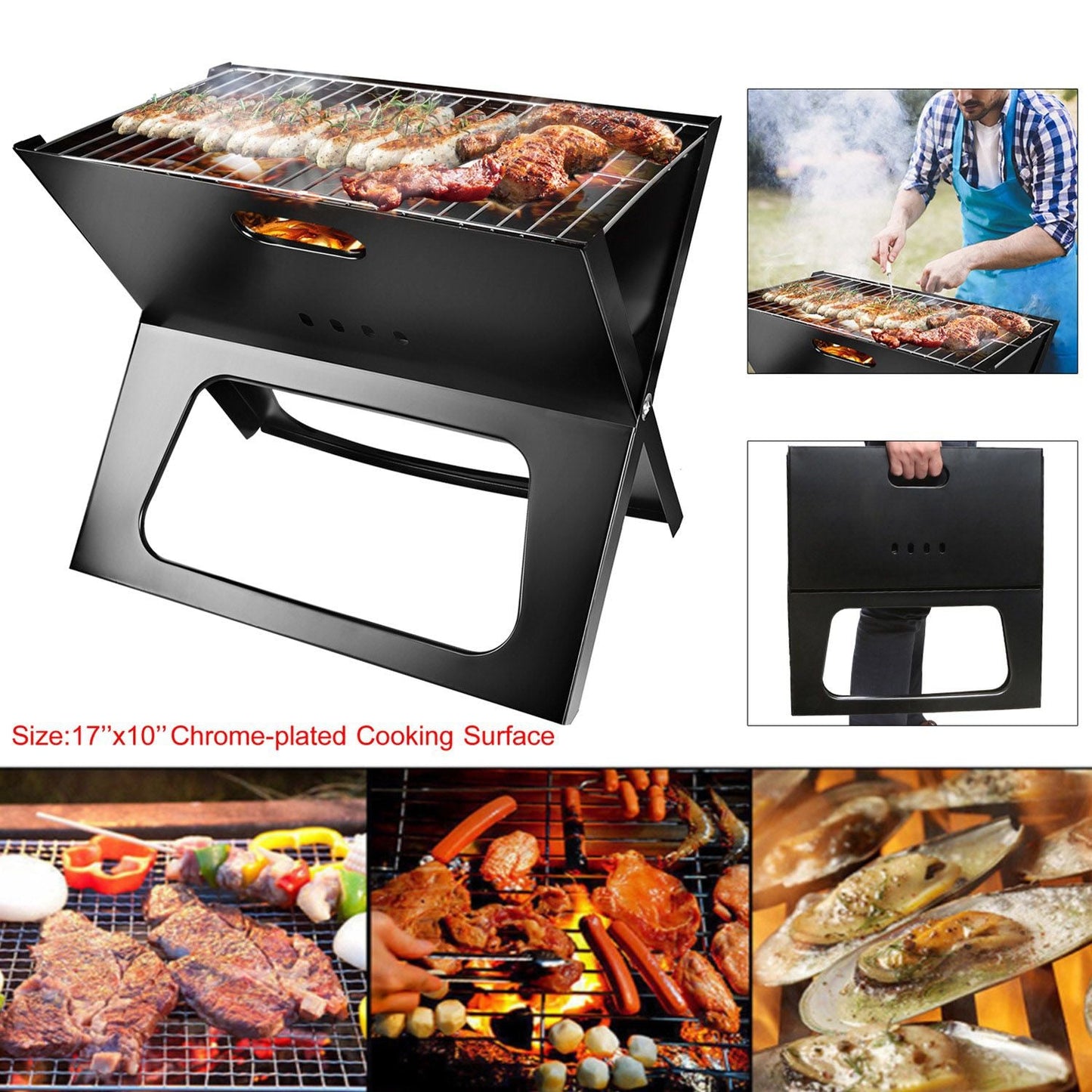 Foldable Charcoal BBQ Grill β Portable Triangle Design for Camping