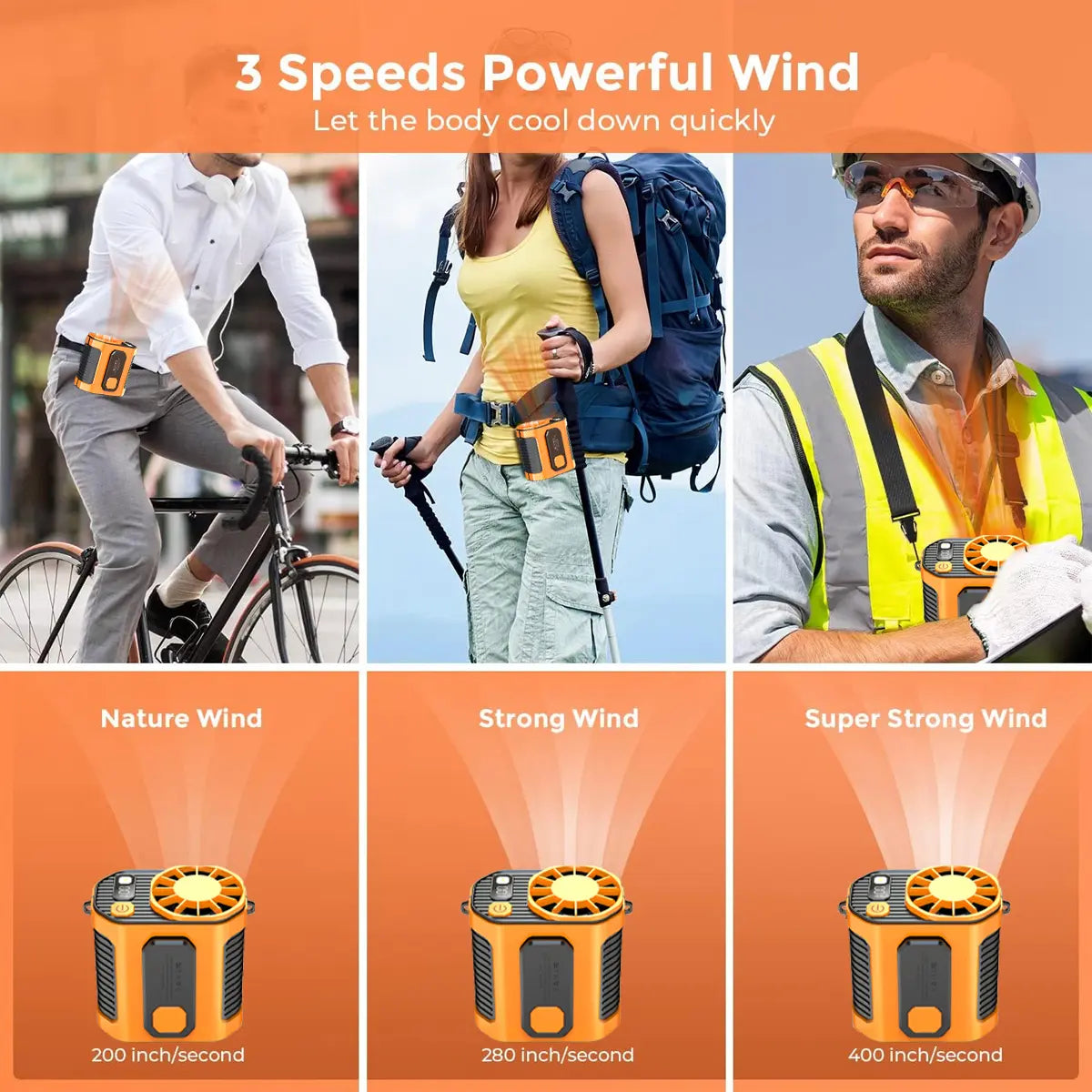 PADOX Waist Cooling Mini Portable Fan - 5000Mah Battery Power Bank, 10 Speeds 5300RPM Airflow, LED Light, Wearable Belt Design, Outdoor Gadgets, Guys Gifts for Jobsite #Summerwins #Dealsforyoudays