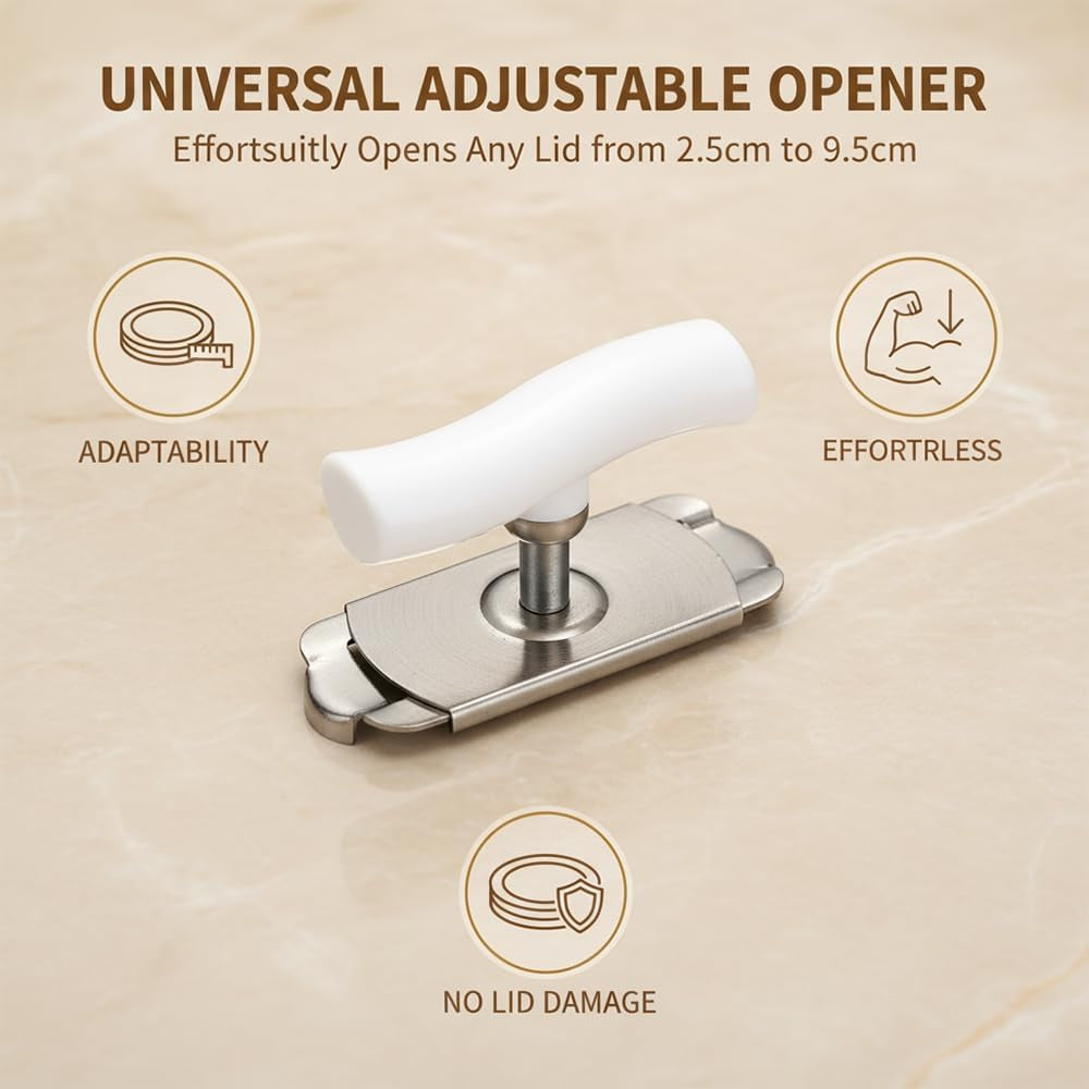 Stainless Steel Jar Opener: Adjustable Manual Jar Lid Opener for Seniors - Manual Gripper for Weak Hands, Easy Kitchen Tool for Medium & Large Jars (Green)