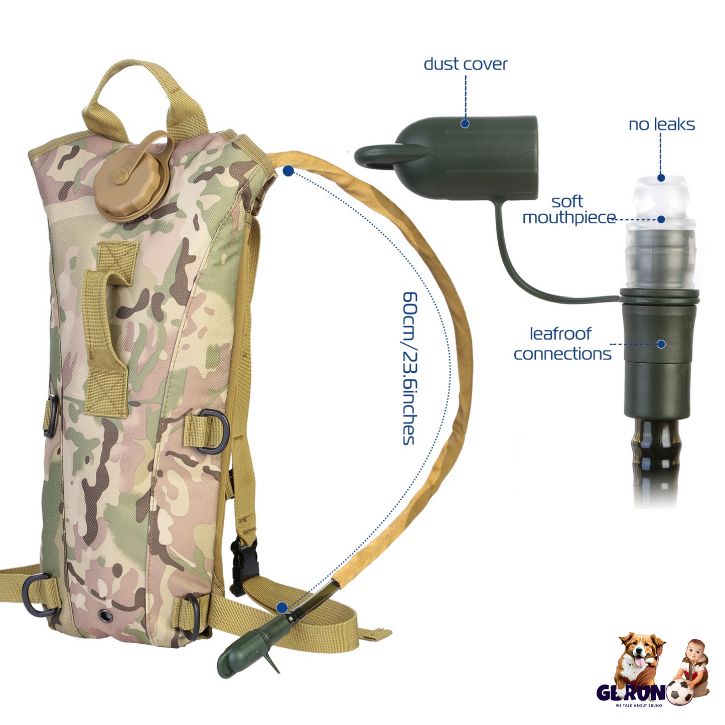 iMounTEK Tactical Hydration Pack 3L Water Bladder Adjustable Water Drink Backpack for Hiking Cycling Climbing Running