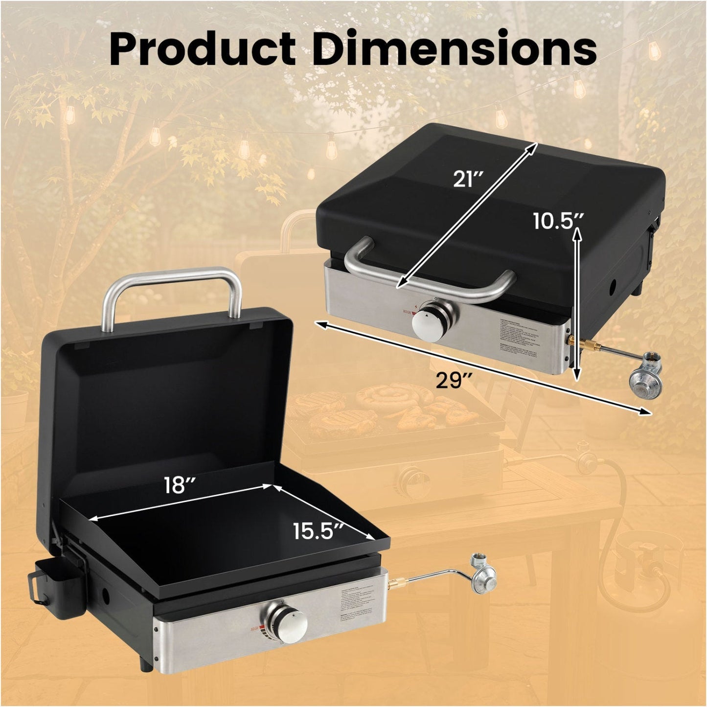 Portable Gas Griddle 1-Burner with Ceramic Non-Stick Plate