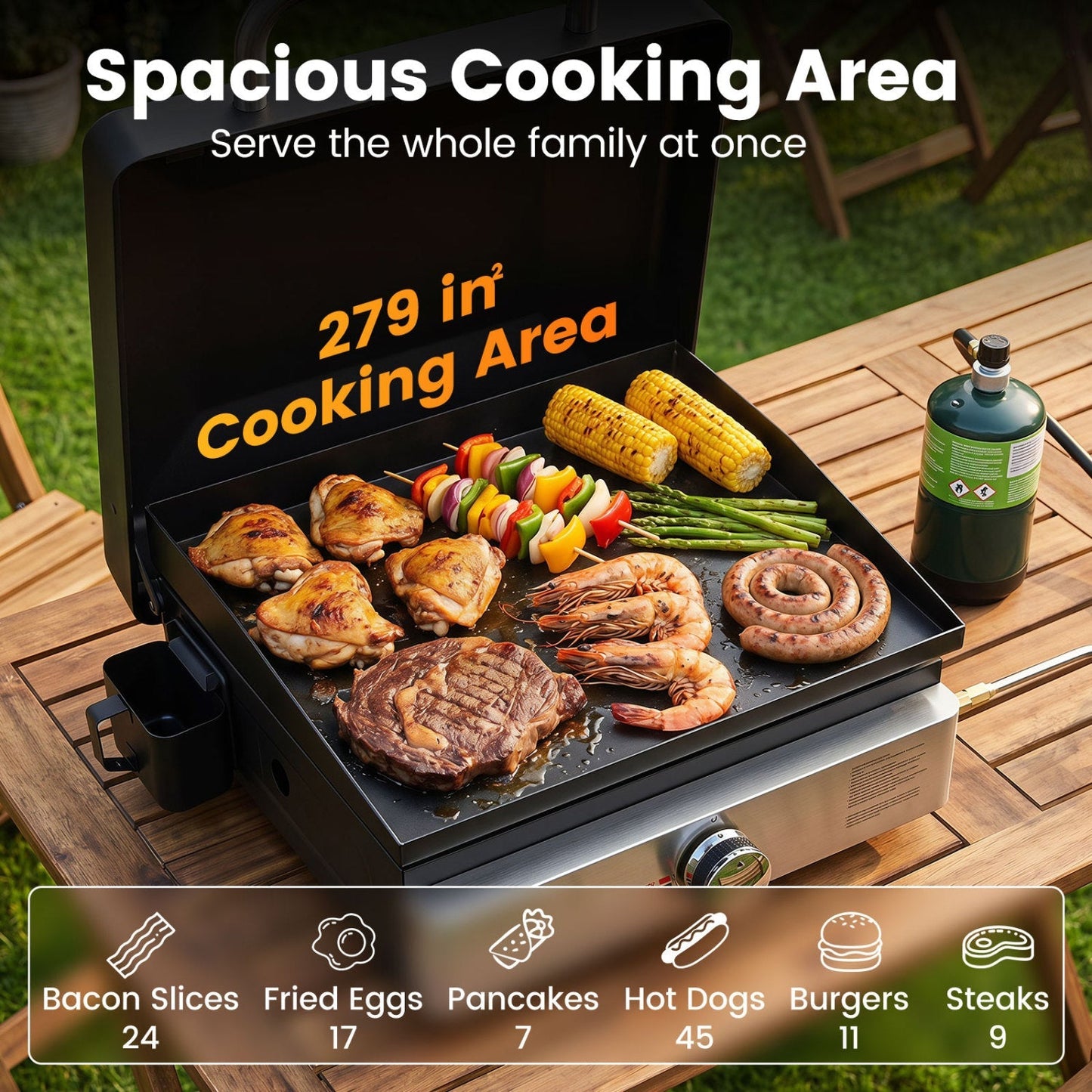 Portable Gas Griddle 1-Burner with Ceramic Non-Stick Plate