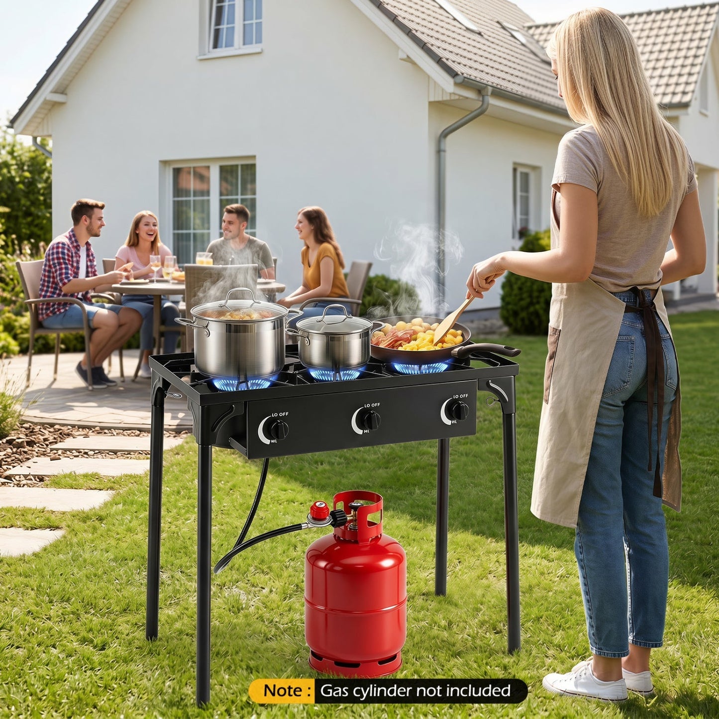 3 Burner Propane Stove 240000 BTU Outdoor Camping Grill