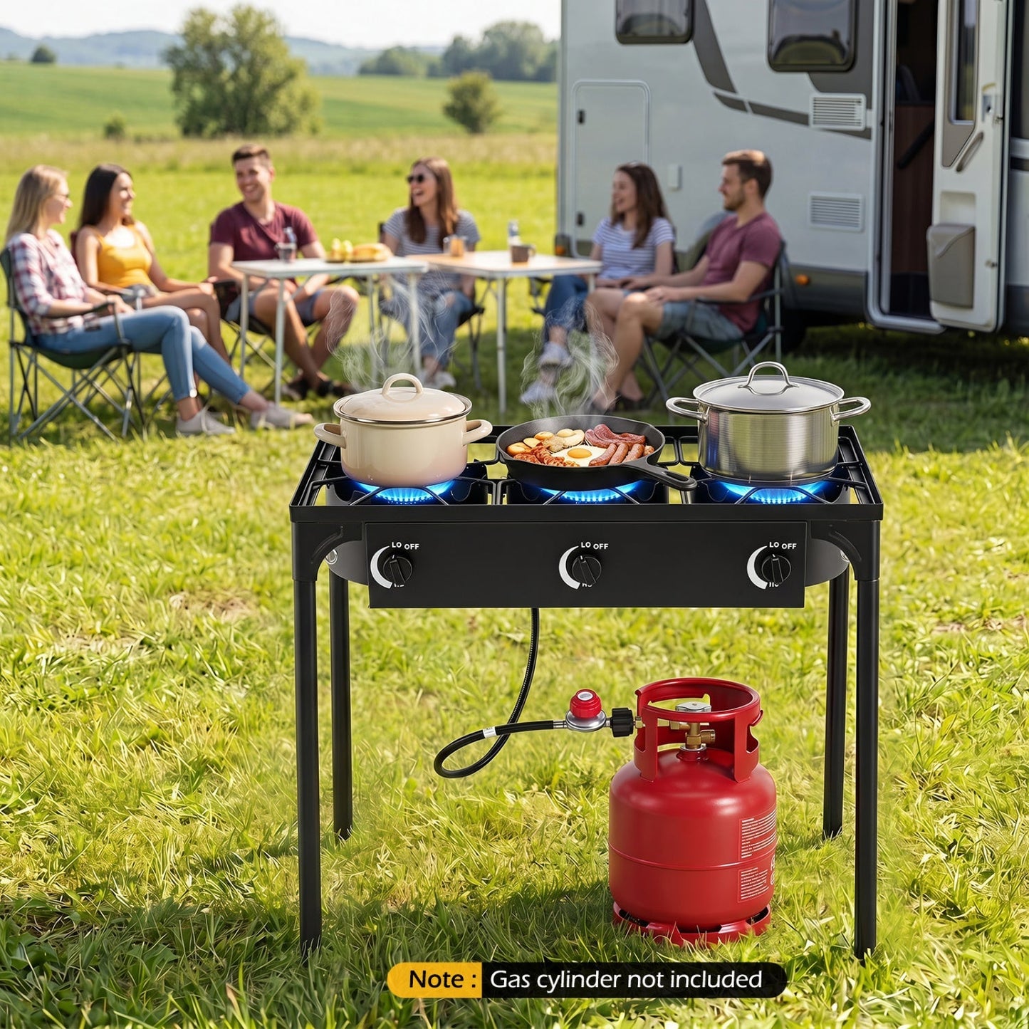 3 Burner Propane Stove 240000 BTU Outdoor Camping Grill