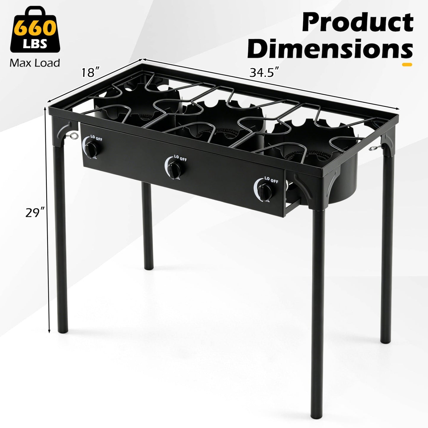 3 Burner Propane Stove 240000 BTU Outdoor Camping Grill