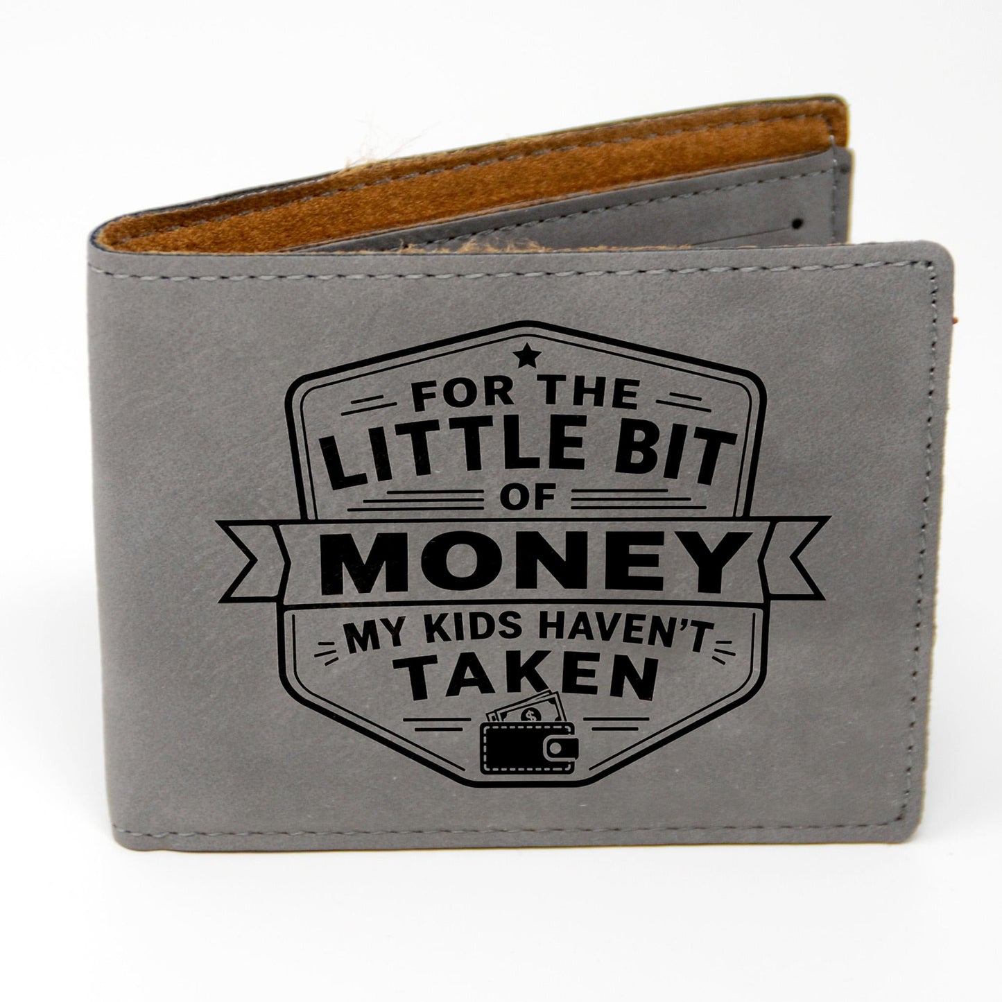 Engraved Wallet For Dad – Brown Leather Slim Bifold Wallet With Card Slots
