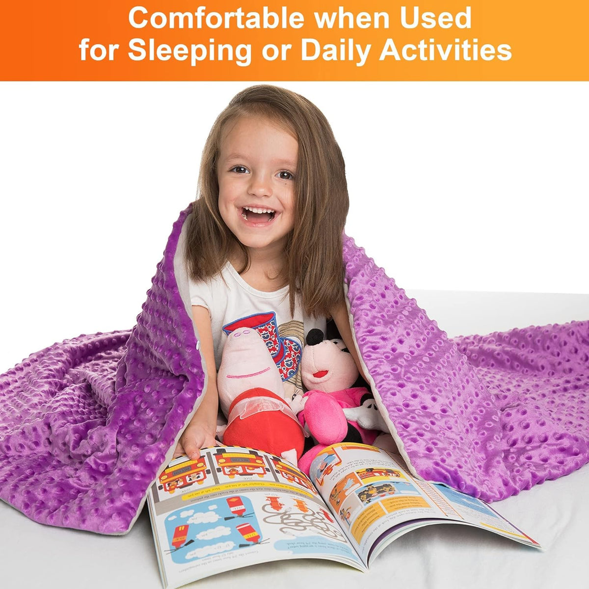 5 Lbs Kids Weighted Blanket with Cover | 36"x48" | 100% Cotton, Glass Beads