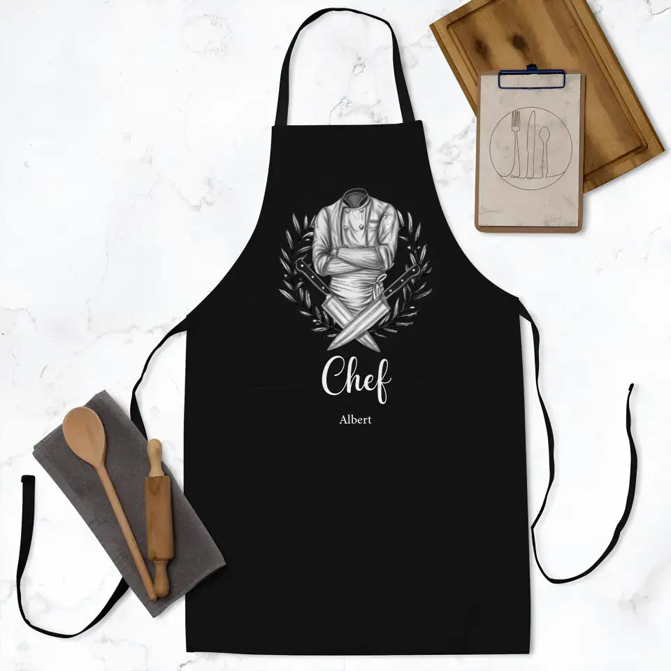 Personalized Chef Pocketless Apron - Father's Day Gift Idea for Chef