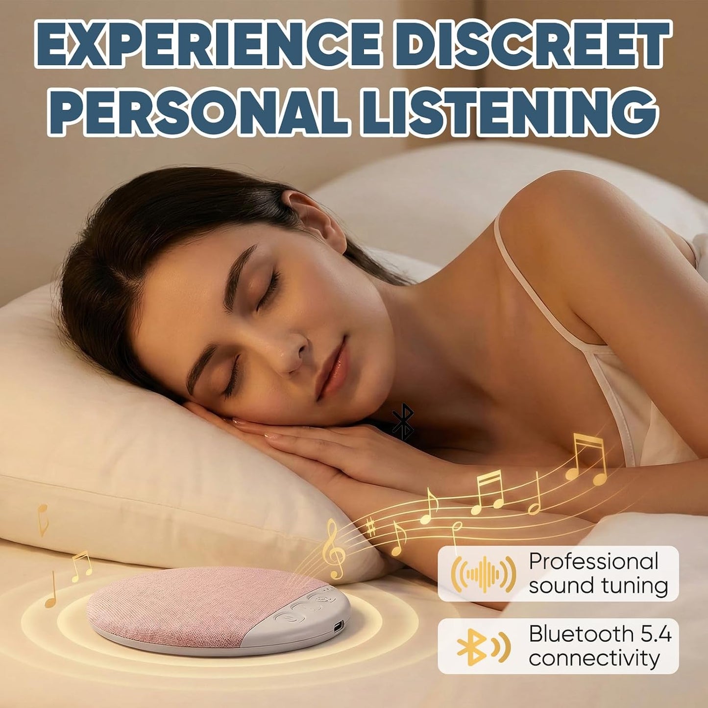 Sleep Pillow Speaker, 2026 New Bluetooth Pillow Speaker,Portable Bluetooth under Pillow Speaker with White Noise，For Deep Sleeping, for Side Sleepers and Deep Sleep (No Charger (Blue)