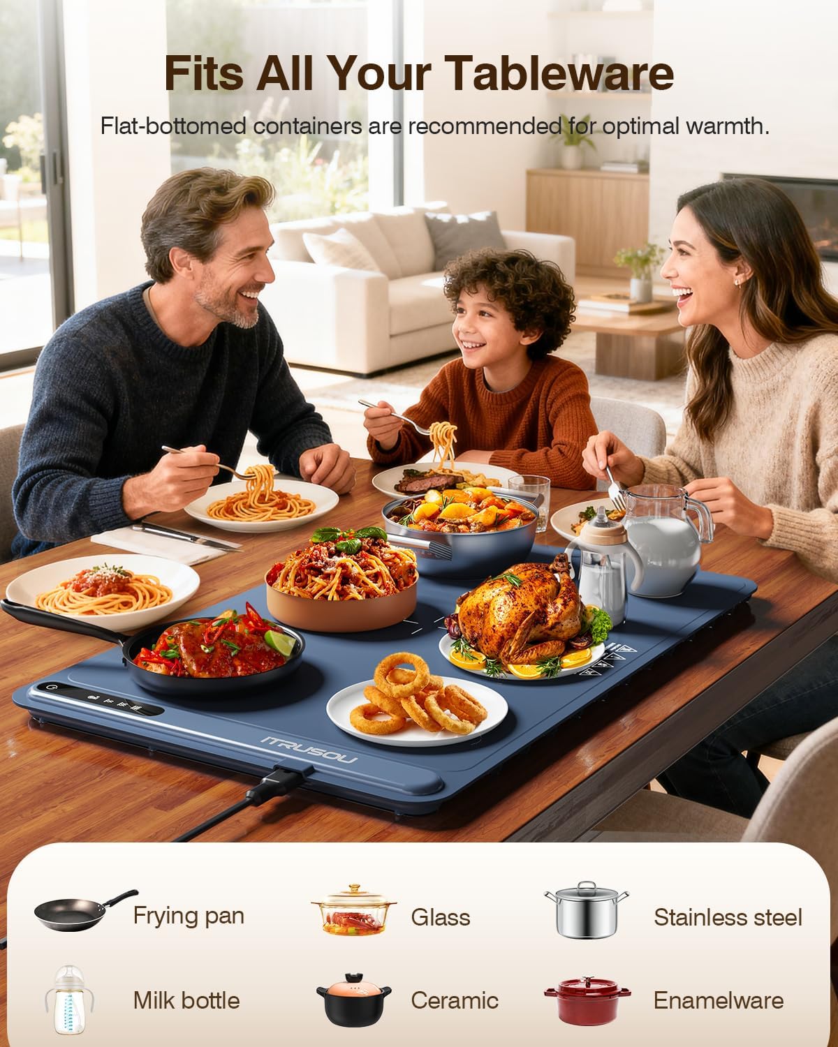 Warming Mat for Food (24"X16") -  3-Year Classic Electric Warming Tray with 3-Level Temp Control, Rapid Heating 250W Energy-Saving - Rollable Large Food Warming Mat for Parties & Buffet
