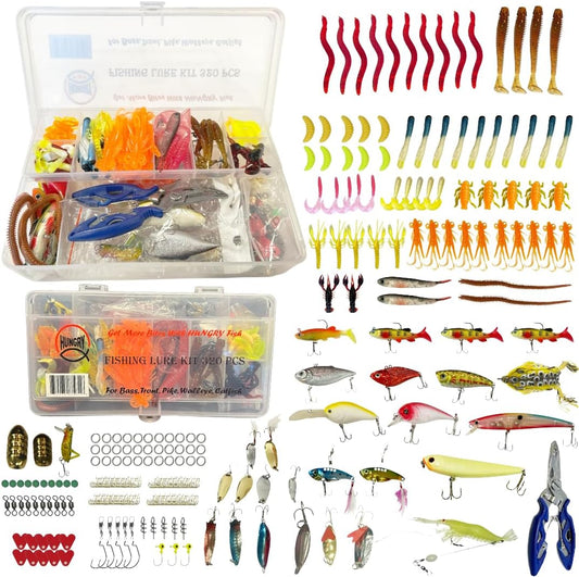 HungryFish Complete Fishing Tackle Kit with 320 Pieces