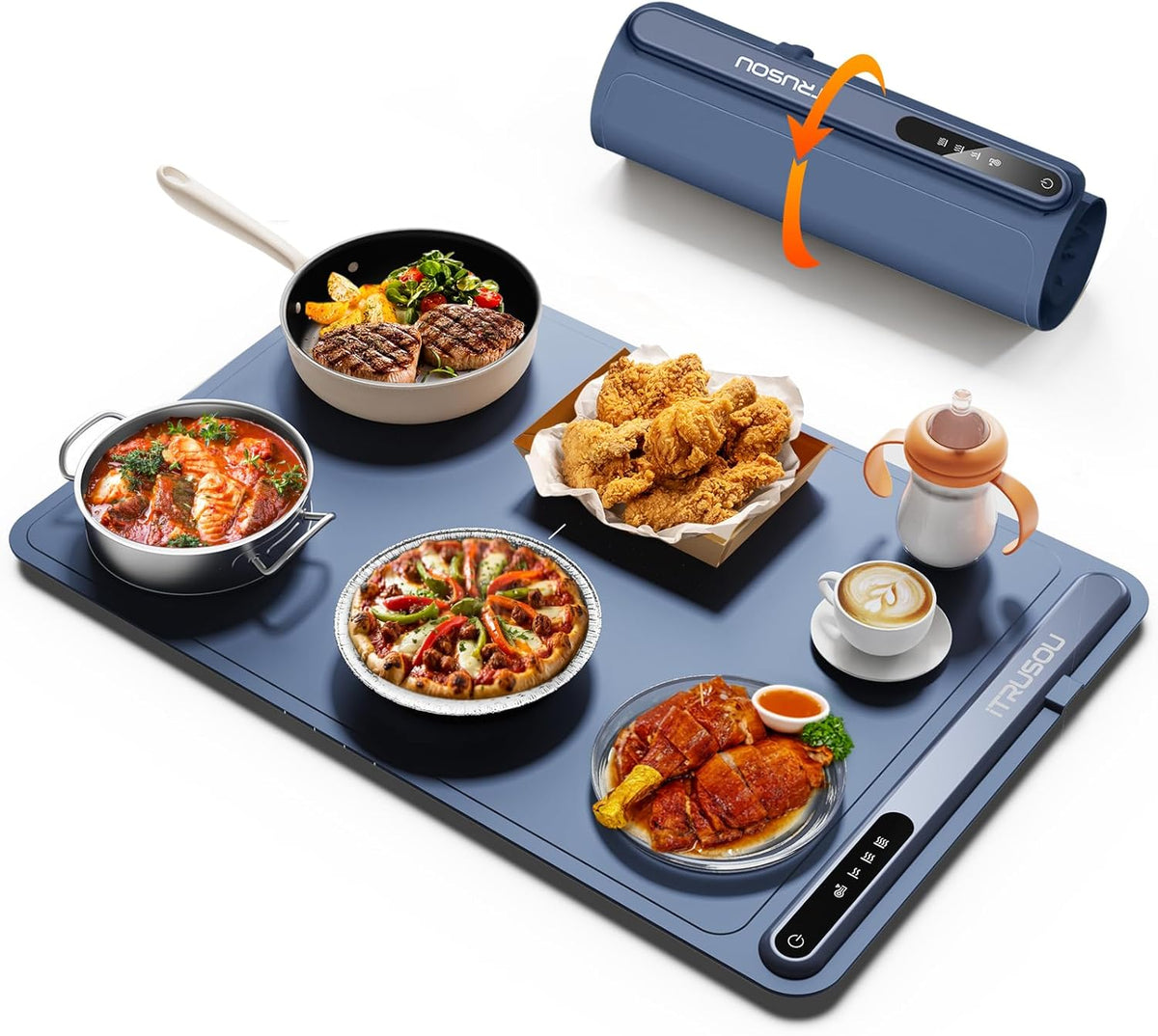 Warming Mat for Food (24"X16") -  3-Year Classic Electric Warming Tray with 3-Level Temp Control, Rapid Heating 250W Energy-Saving - Rollable Large Food Warming Mat for Parties & Buffet