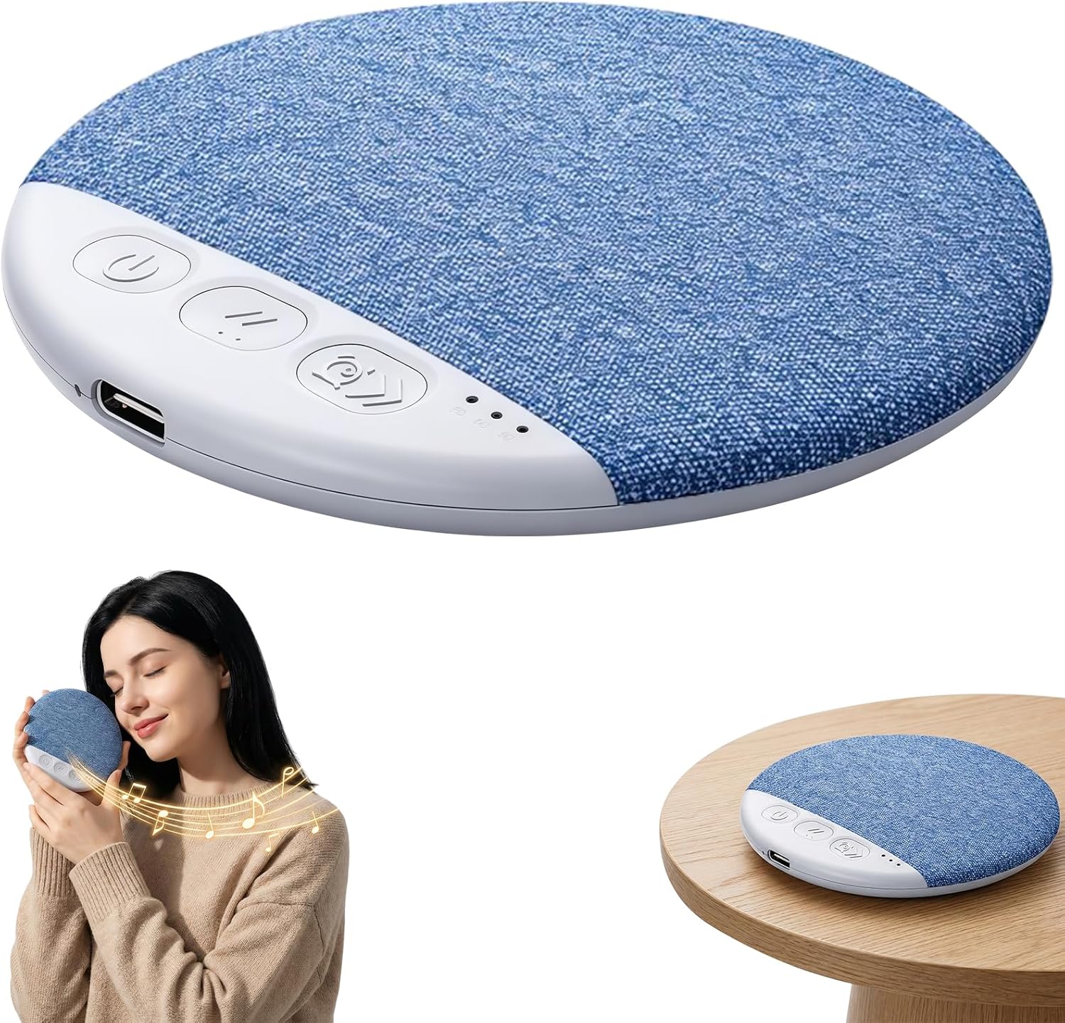 Sleep Pillow Speaker, 2026 New Bluetooth Pillow Speaker,Portable Bluetooth under Pillow Speaker with White Noise，For Deep Sleeping, for Side Sleepers and Deep Sleep (No Charger (Blue)
