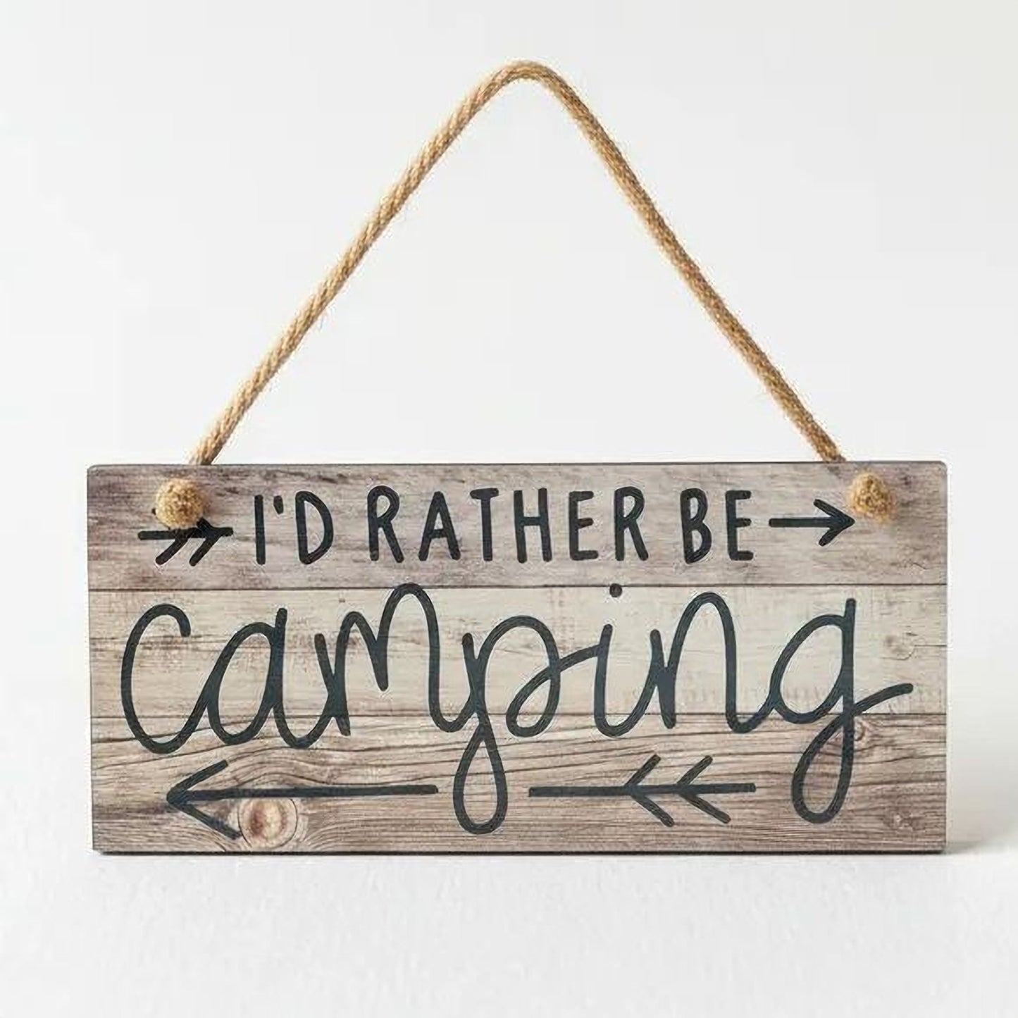 Rustic Camping Sign - I'd Rather Be Camping Wall Art | Wooden Cabin Decor
