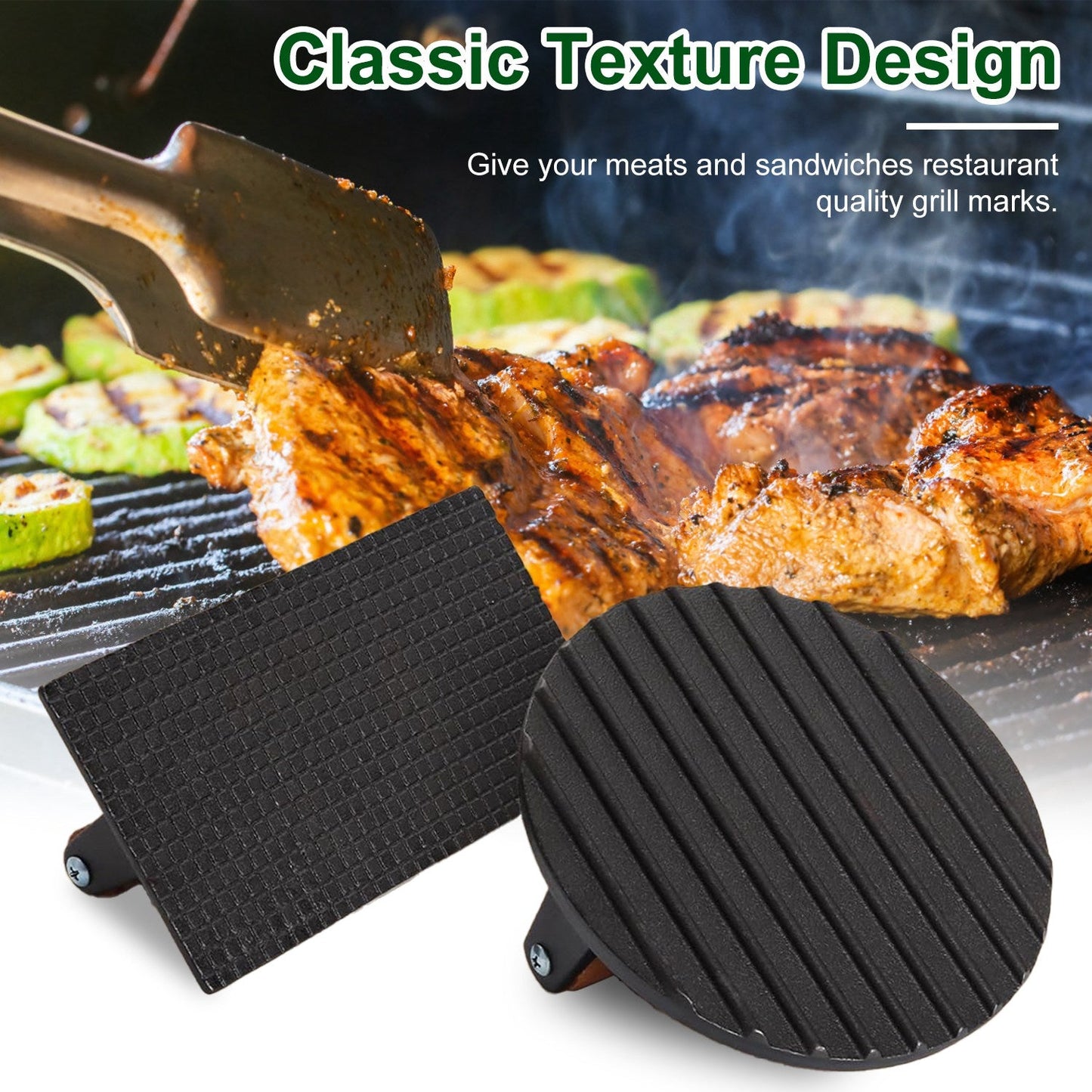 Cast Iron Grill Press for Burgers and Bacon