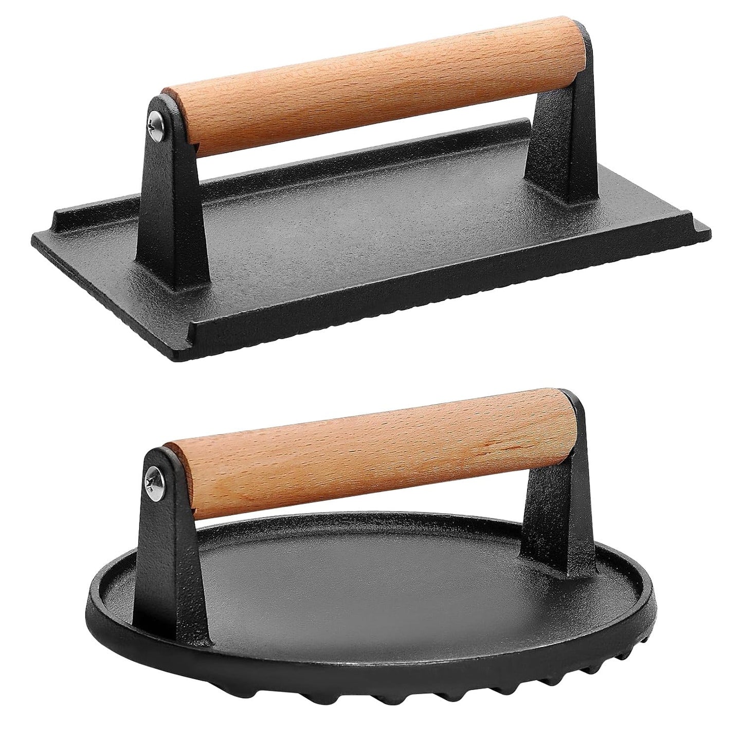 Cast Iron Grill Press for Burgers and Bacon