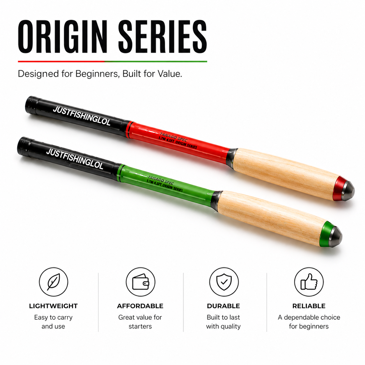 JUSTFISHINGLOL Origin Series Ultralight Micro Fishing Rod & Starter Kit