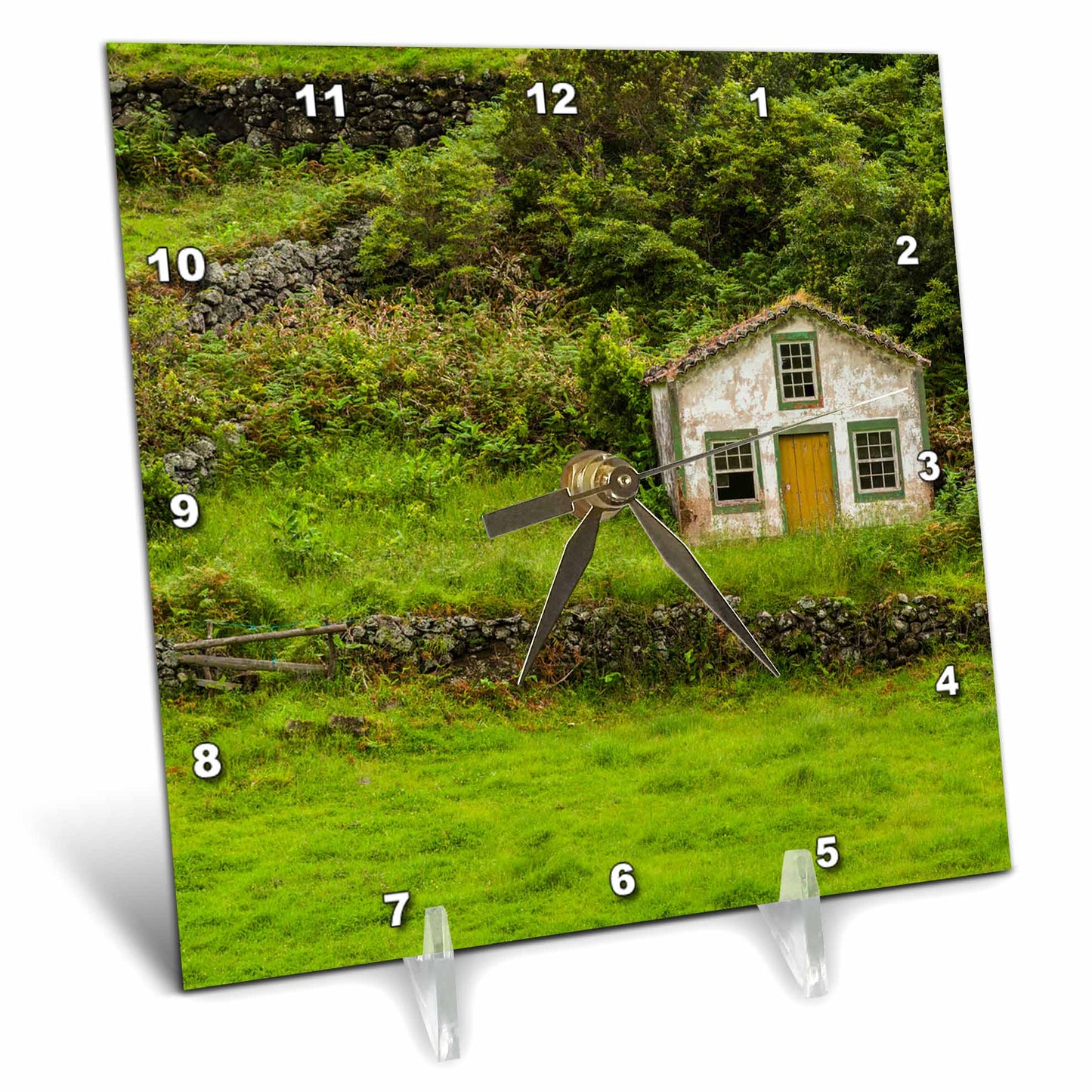 Desk Clock - Portugal, Azores, Santa Maria Island, Pico Vermelho. Old farmhouse Places