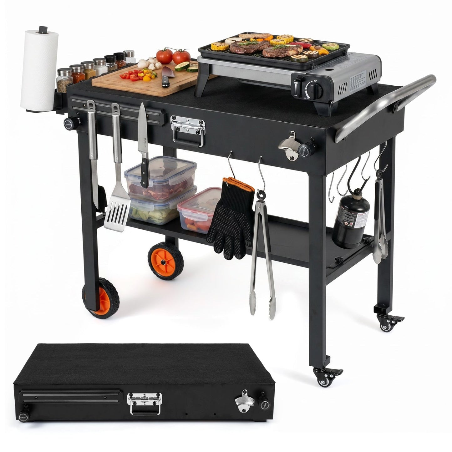 Folding Grill Cart for 17" and 22" Griddles with Heat Mat