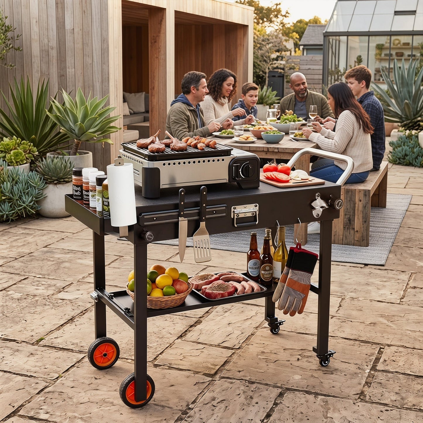 Folding Grill Cart for 17" and 22" Griddles with Heat Mat