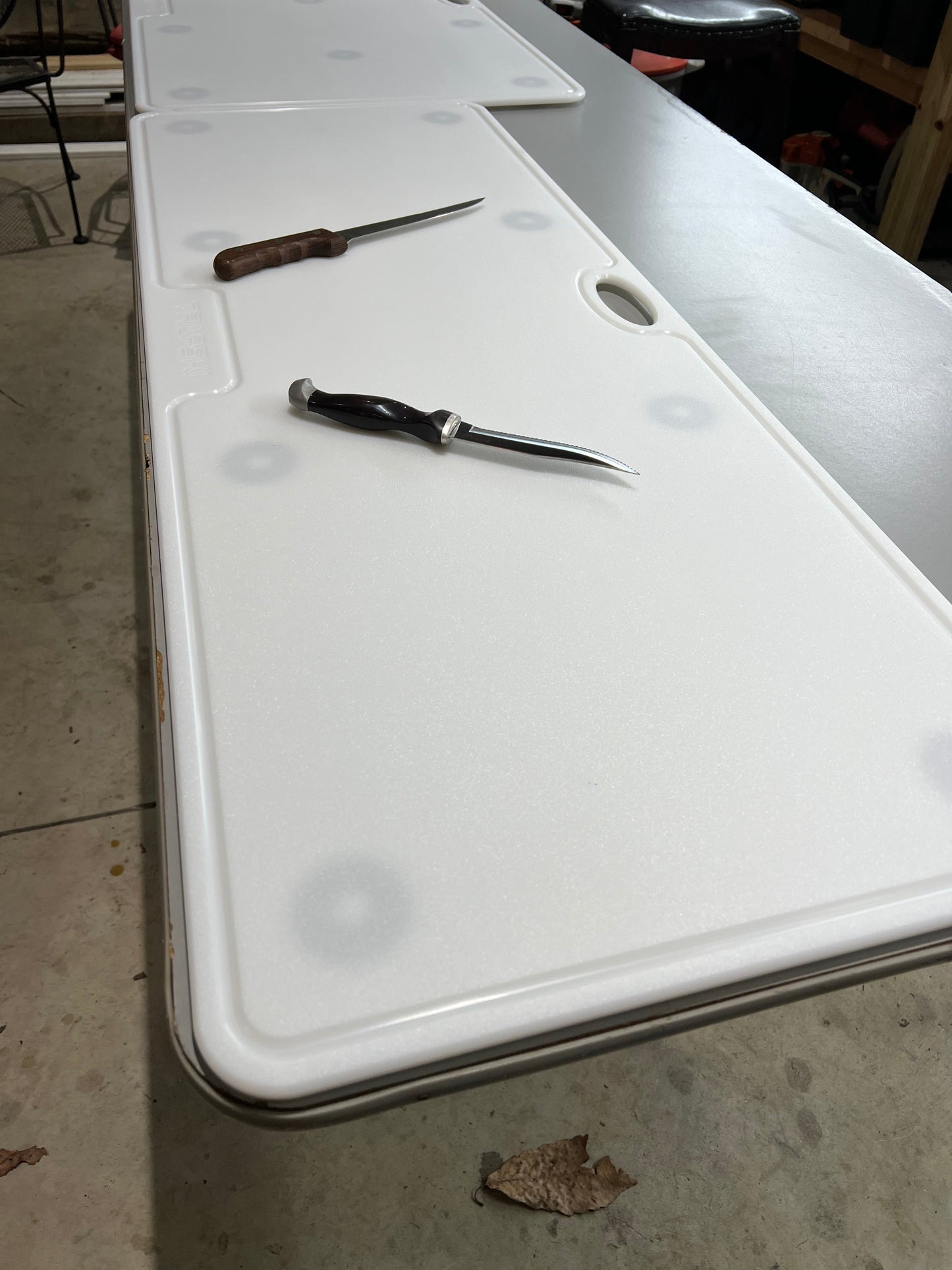 Big Game Cutting Chopping Board 3/8 Inch Thick | Food-Grade HDPE Optional Non-Skid Rubber Feet, Wide Juice Groove | 32 or 48 in x 18 in or 24 in for Tailgates, Coolers and Tables | Easy Grip Handle