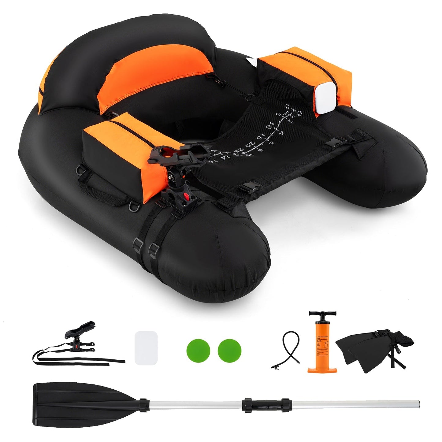 Inflatable Float Tube with Adjustable Fishing Rod Holder and Fish Hook Stator