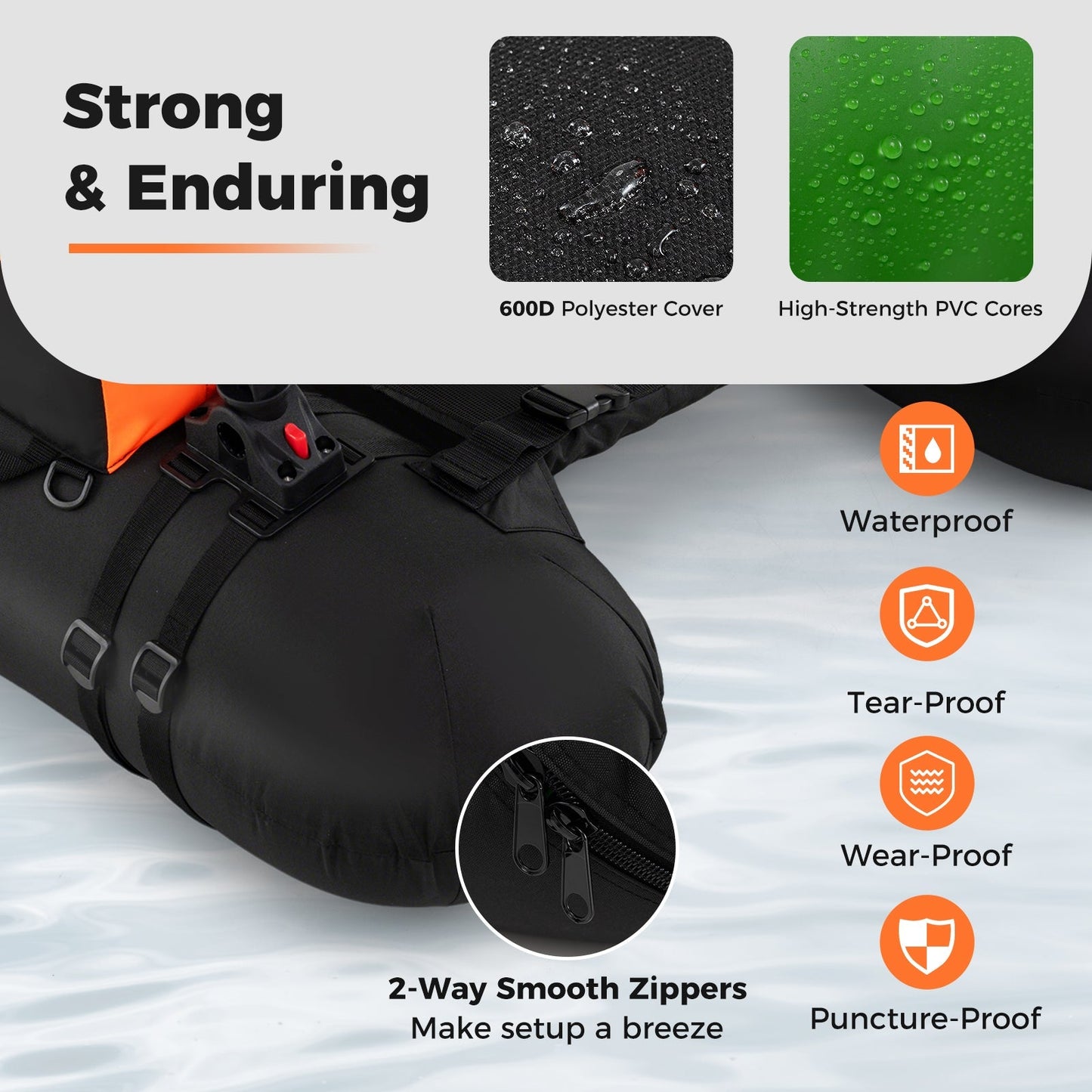 Inflatable Float Tube with Adjustable Fishing Rod Holder and Fish Hook Stator
