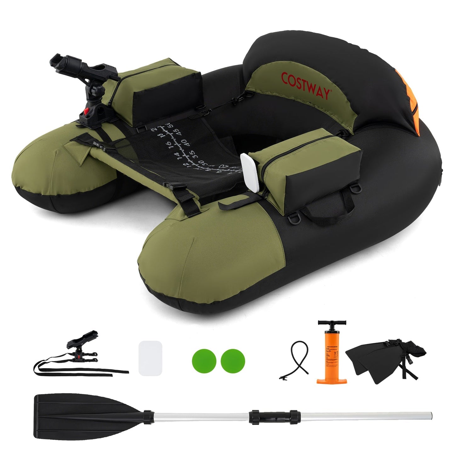 Inflatable Float Tube with Adjustable Fishing Rod Holder and Fish Hook Stator