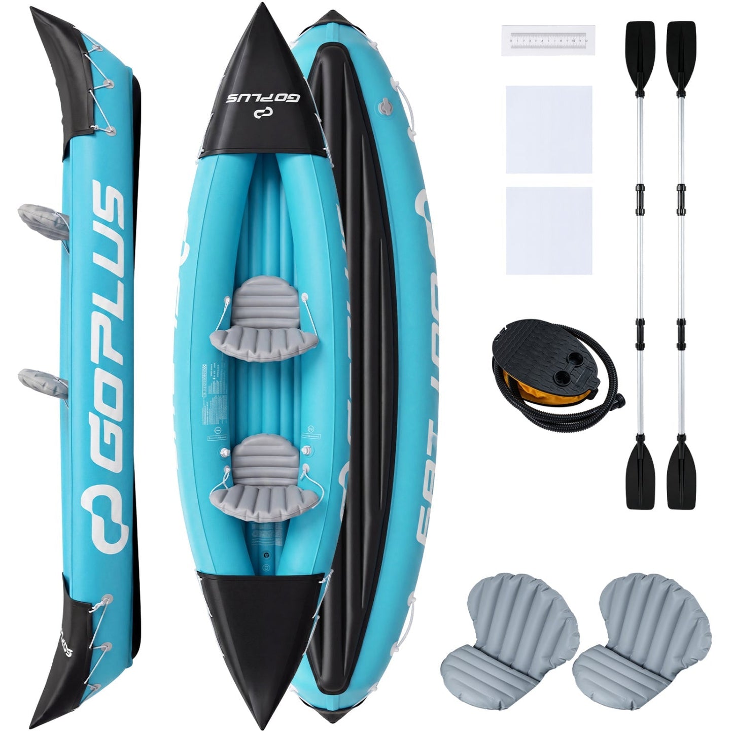 Inflatable Kayak 2 Person with Aluminum Paddles and Pump