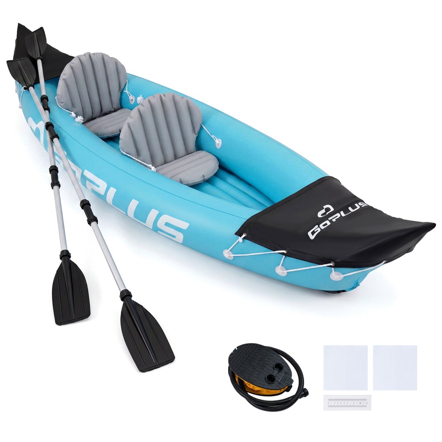 Inflatable Kayak 2 Person with Aluminum Paddles and Pump
