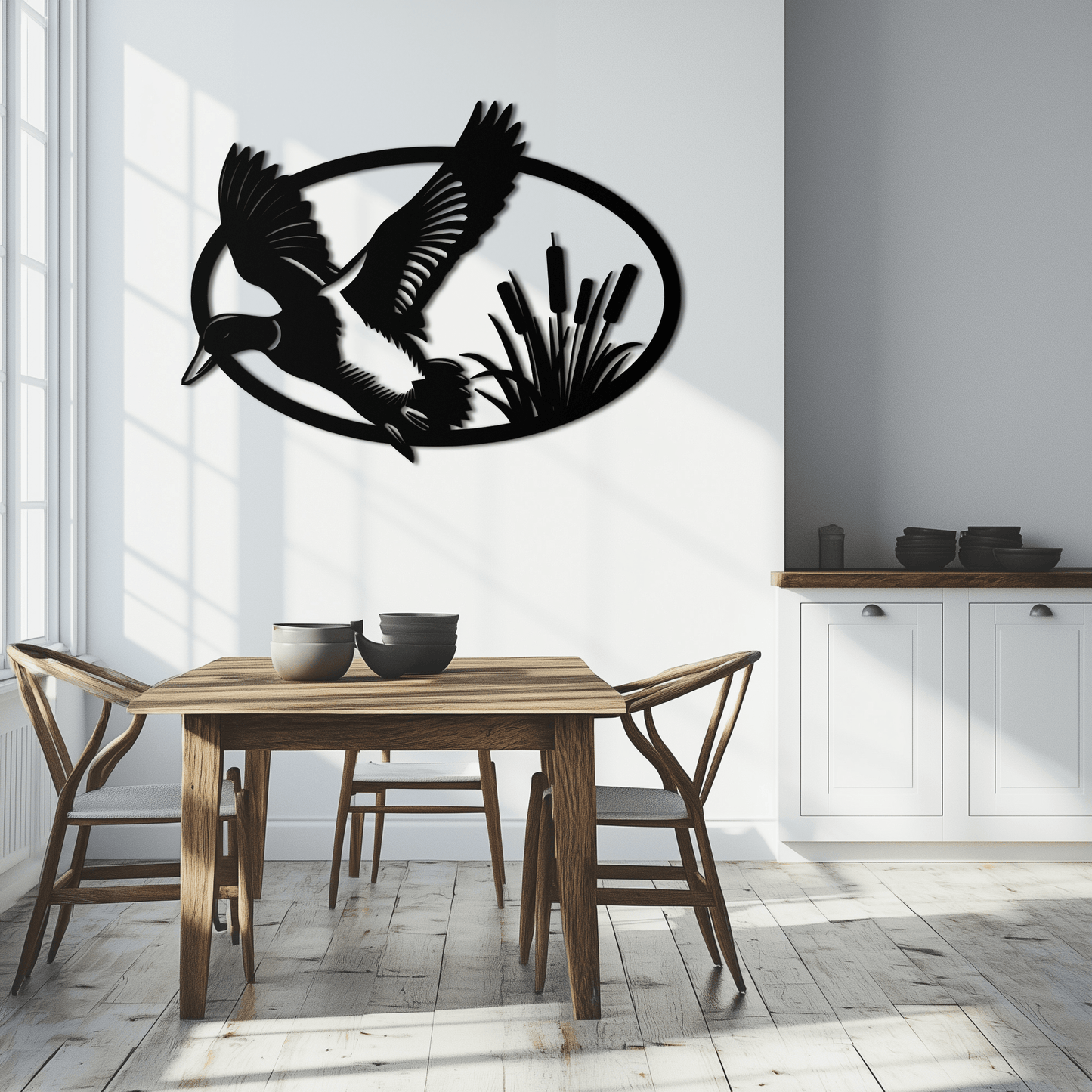 Steel Flying Duck Wall Art - Minimalist Wildlife Home Design