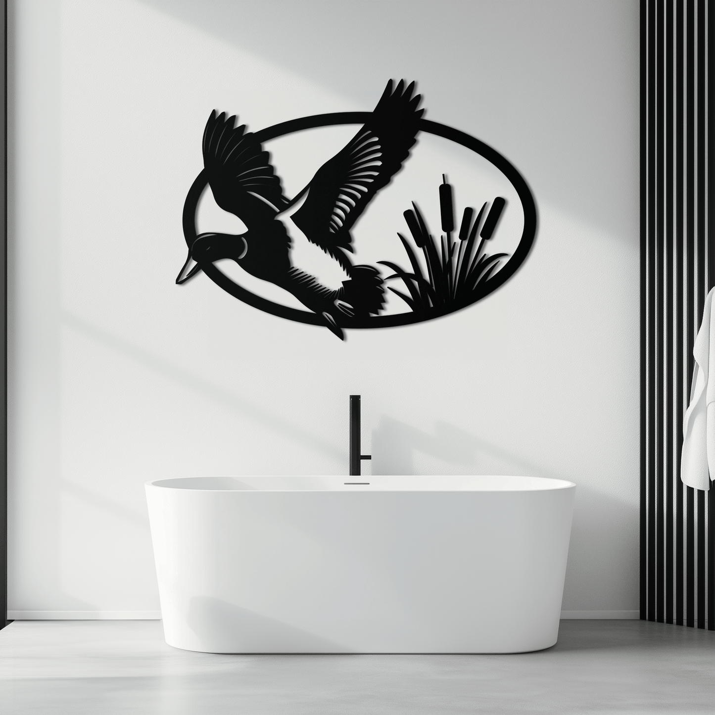 Steel Flying Duck Wall Art - Minimalist Wildlife Home Design