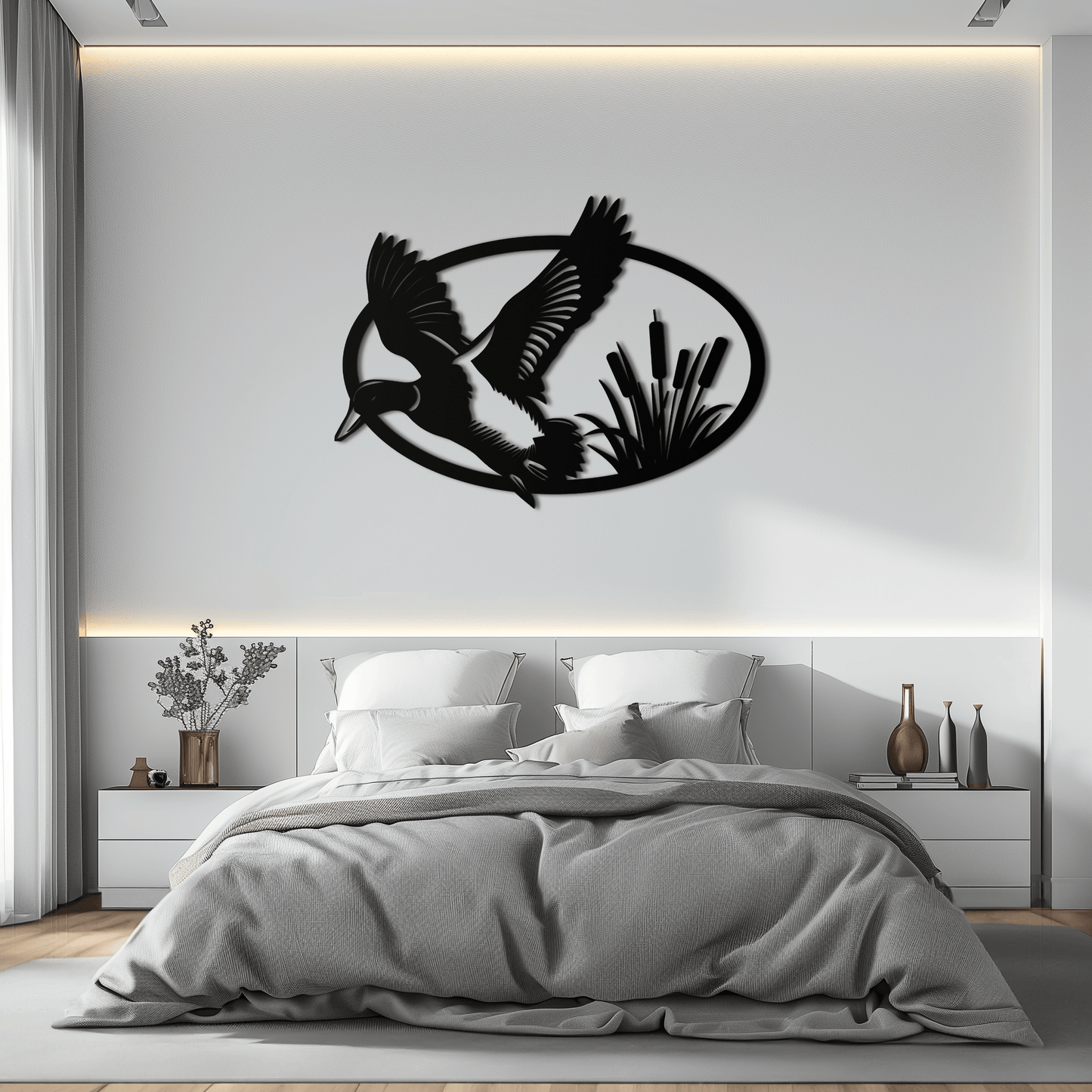 Steel Flying Duck Wall Art - Minimalist Wildlife Home Design
