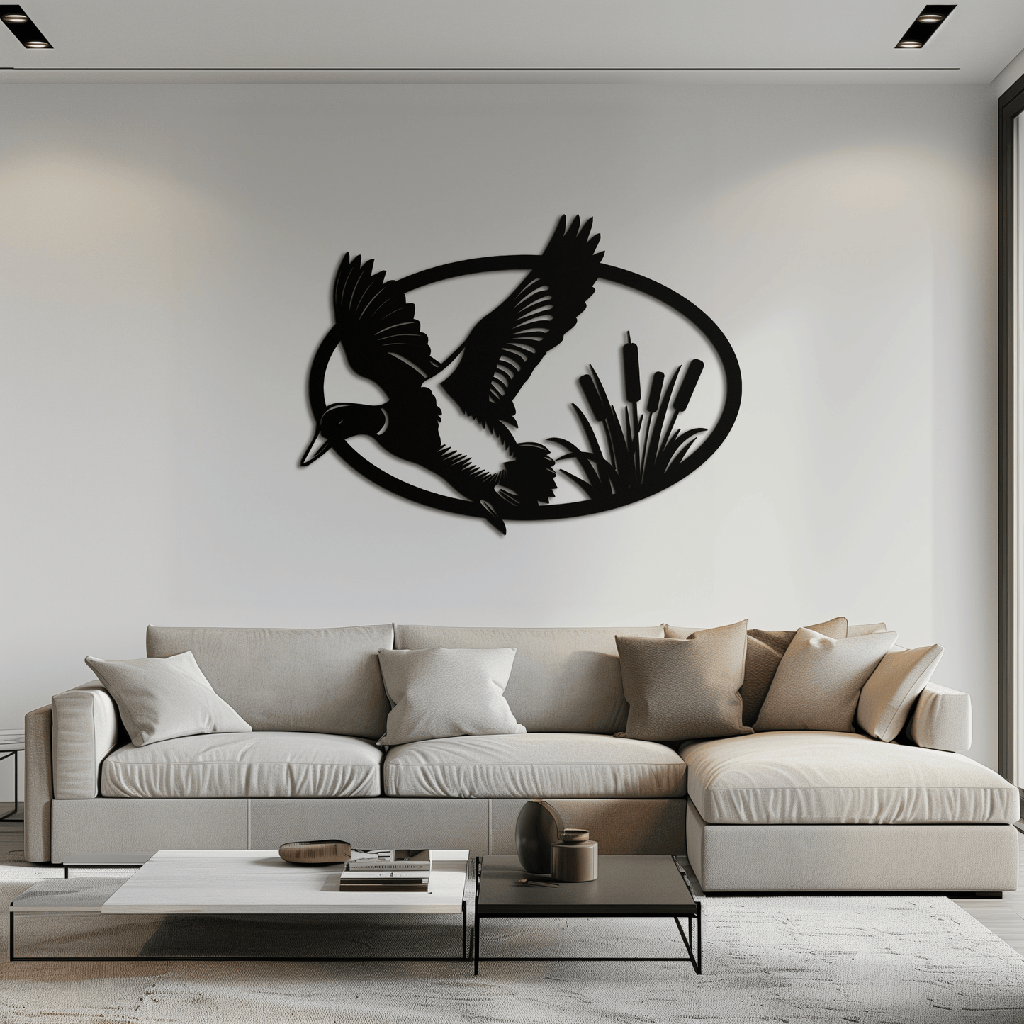 Steel Flying Duck Wall Art - Minimalist Wildlife Home Design