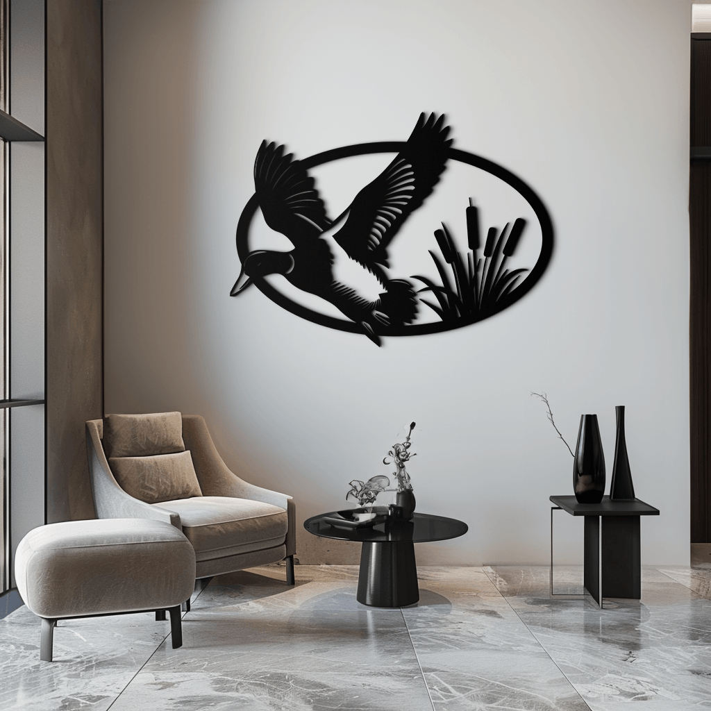 Steel Flying Duck Wall Art - Minimalist Wildlife Home Design