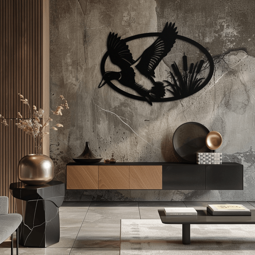 Steel Flying Duck Wall Art - Minimalist Wildlife Home Design