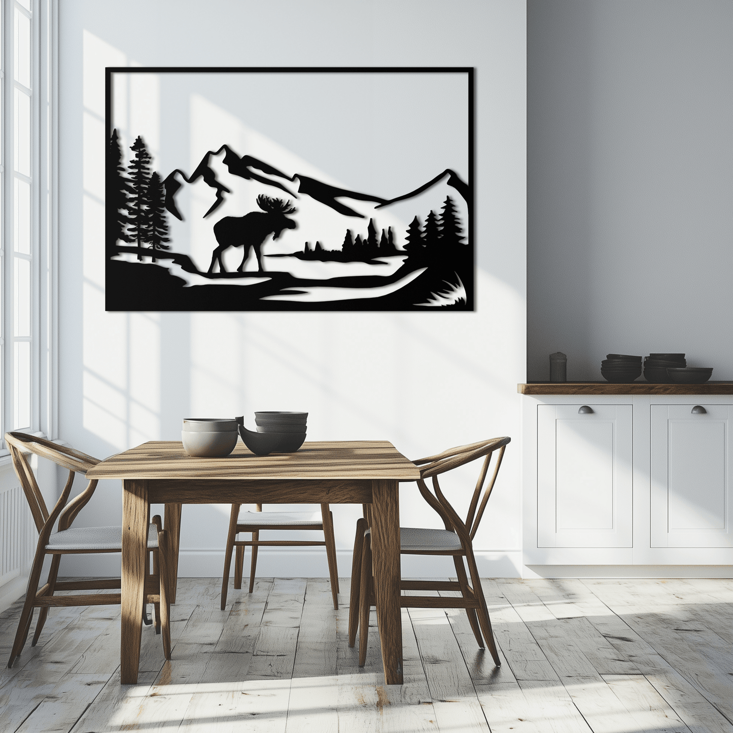 Mountain Moose Metal Wall Art - Rustic Steel Cabin Sculpture