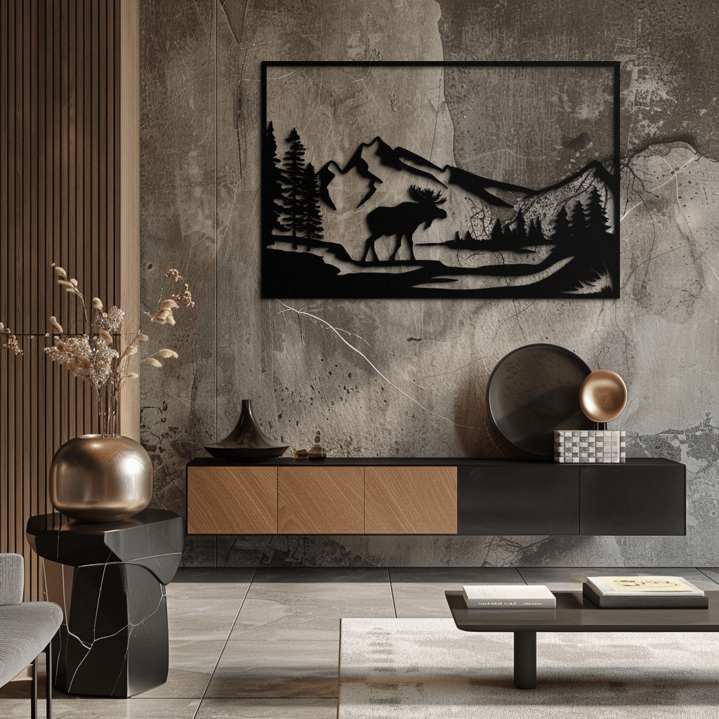 Mountain Moose Metal Wall Art - Rustic Steel Cabin Sculpture