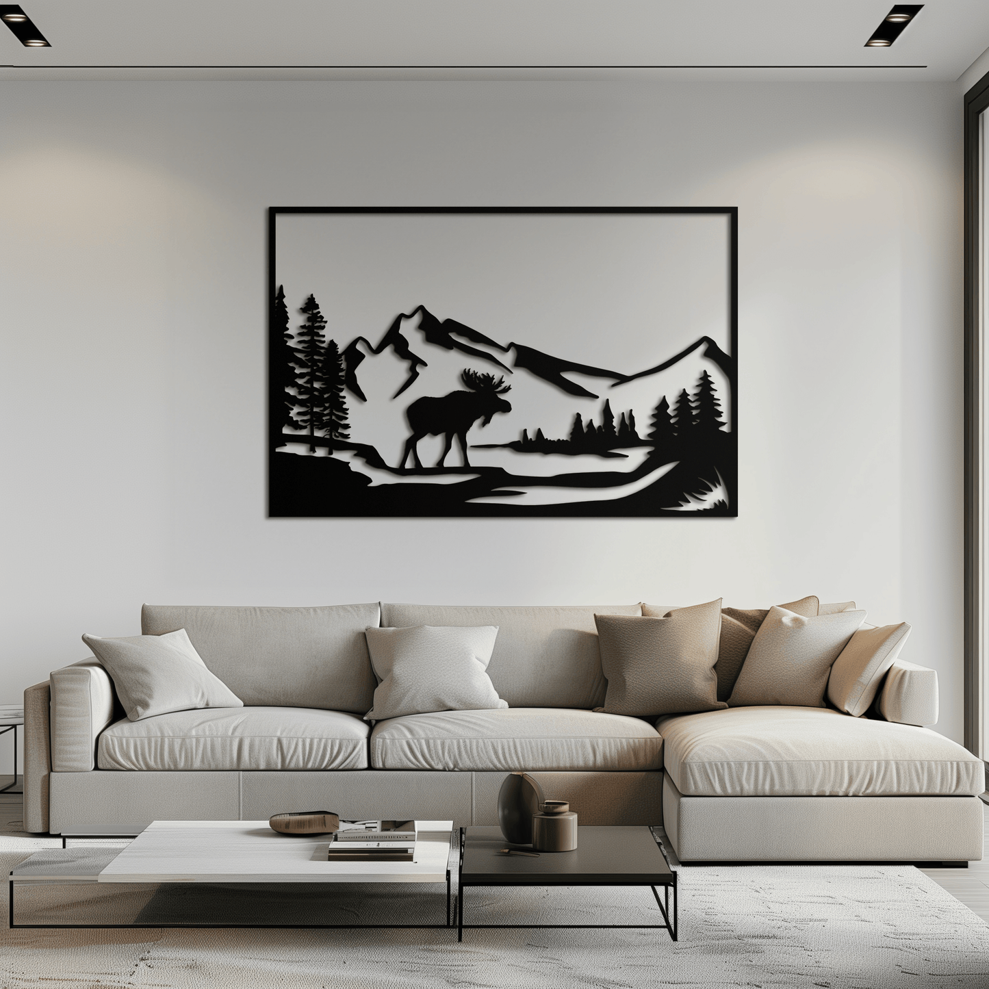 Mountain Moose Metal Wall Art - Rustic Steel Cabin Sculpture