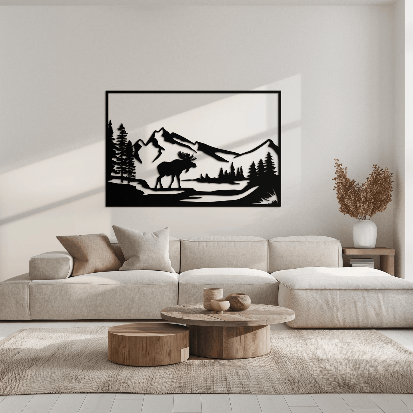 Mountain Moose Metal Wall Art - Rustic Steel Cabin Sculpture