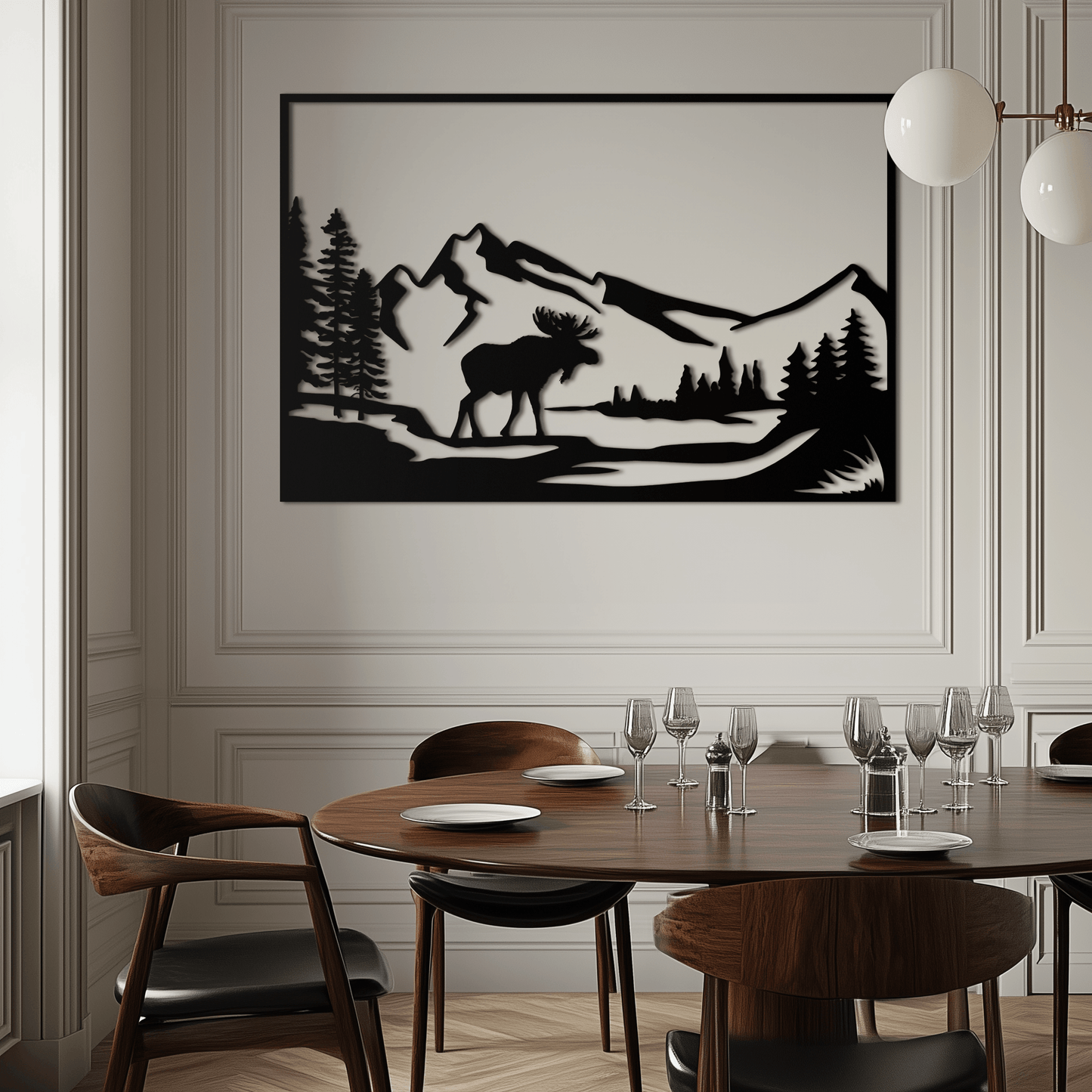 Mountain Moose Metal Wall Art - Rustic Steel Cabin Sculpture