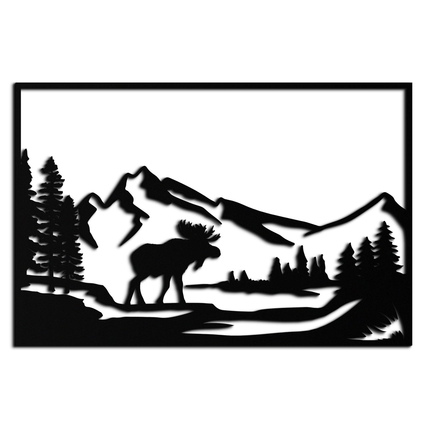 Mountain Moose Metal Wall Art - Rustic Steel Cabin Sculpture