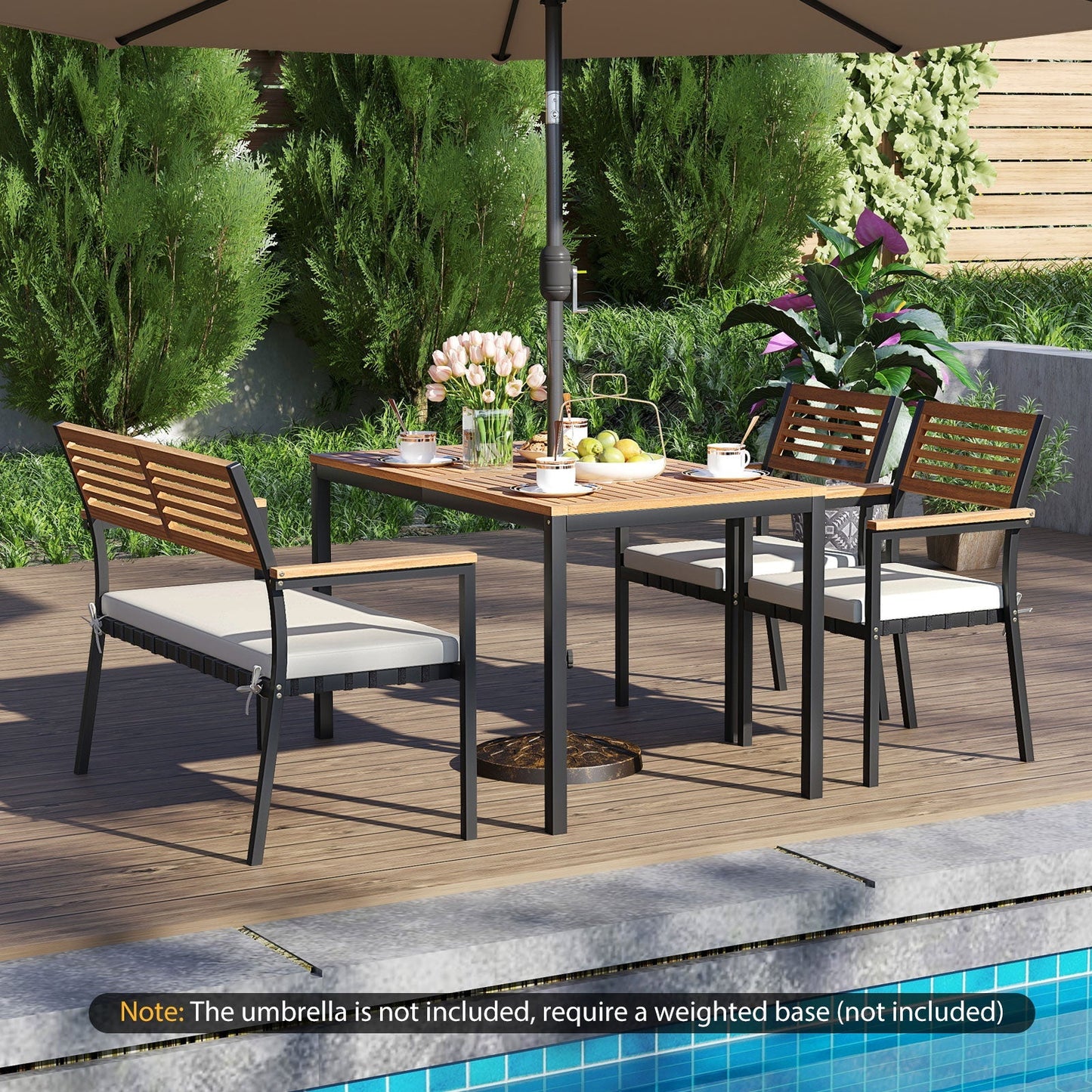 4-Piece Patio Furniture Set Outdoor Dining Chair Set-White