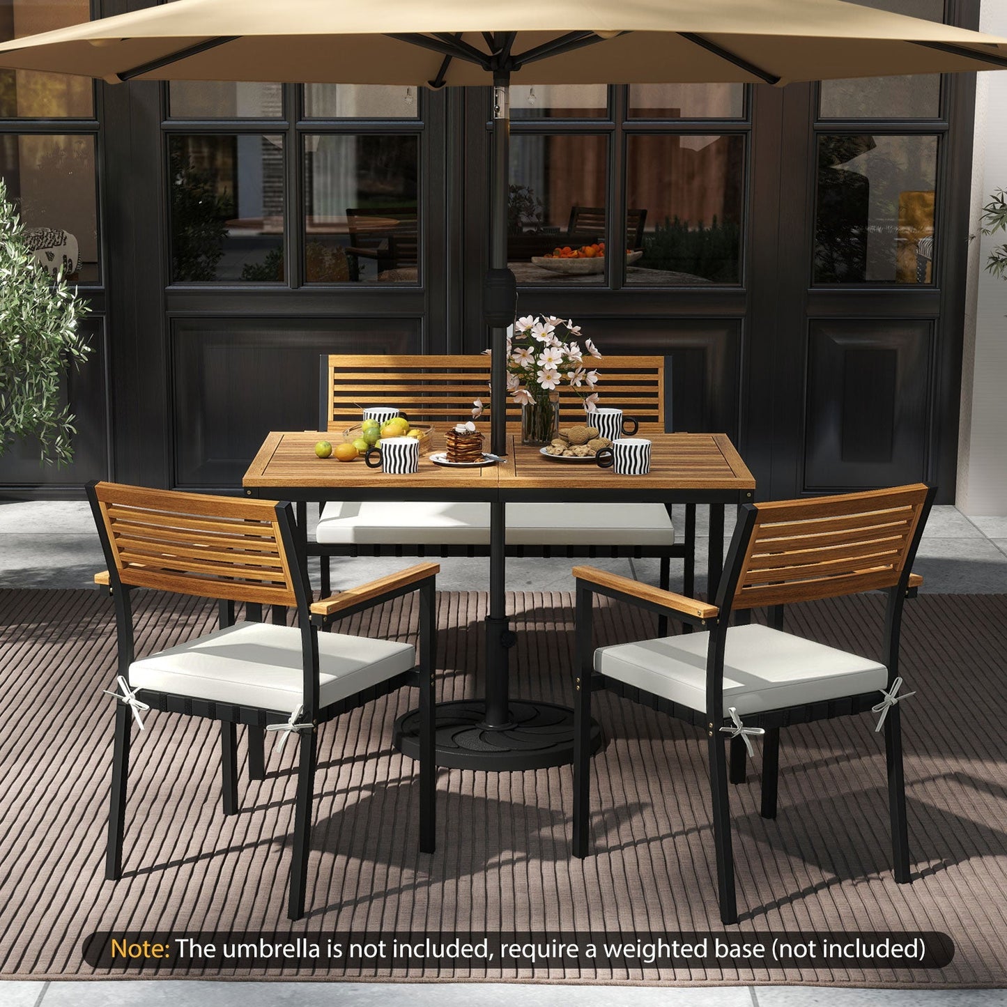 4-Piece Patio Furniture Set Outdoor Dining Chair Set-White