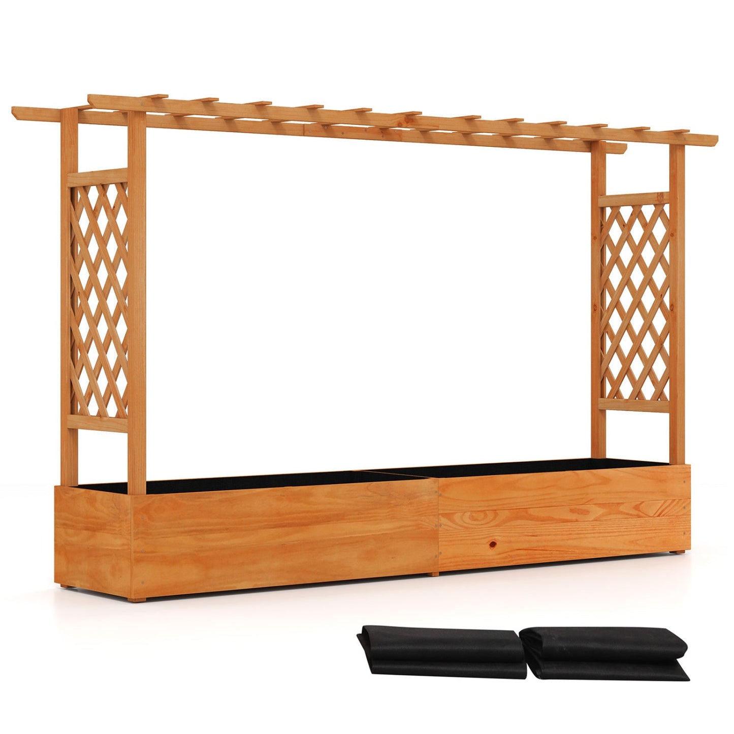 Raised Garden Bed Planter Box with Lattice Trellis Drainage Holes