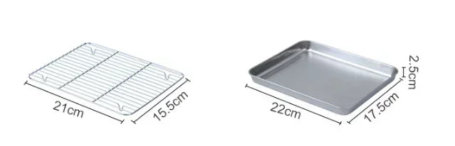 Stainless Steel Baking Pan Tray with Wire Rack Cake Baking BBQ Pan Tray Plate Oven Brownie Rack Cooking Roasting Grilling Tool