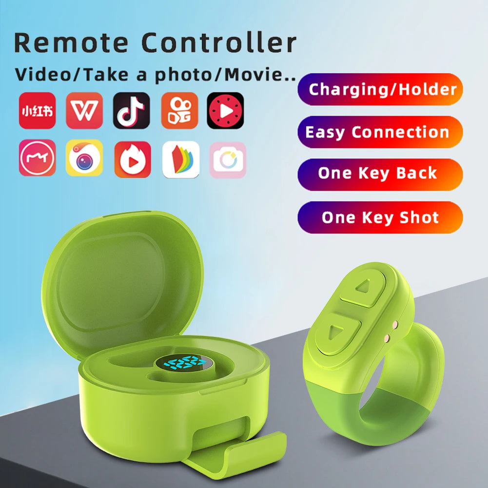 For Tiktok Scrolling Ring Wireless Camera Shutter Selfie Button Bluetooth-Compatible for TIK Tok Ring with Stand for Iphone Ipad