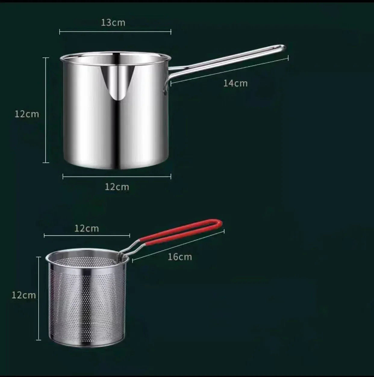 304 Stainless Steel Deep Fryer With Frying Basket Multifunction Small Pot For Kitchen Chicken Fish Cooking Tool