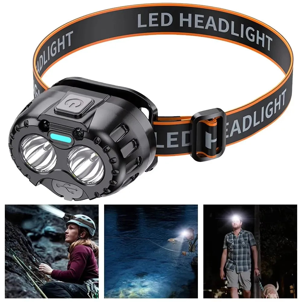 Motion Sensor Rechargeable Headlight Flashlight LED Ultra Bright Headlights Fishing Headlamp Led Forehead Head Lamp Flashlighs