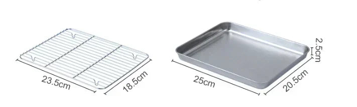 Stainless Steel Baking Pan Tray with Wire Rack Cake Baking BBQ Pan Tray Plate Oven Brownie Rack Cooking Roasting Grilling Tool